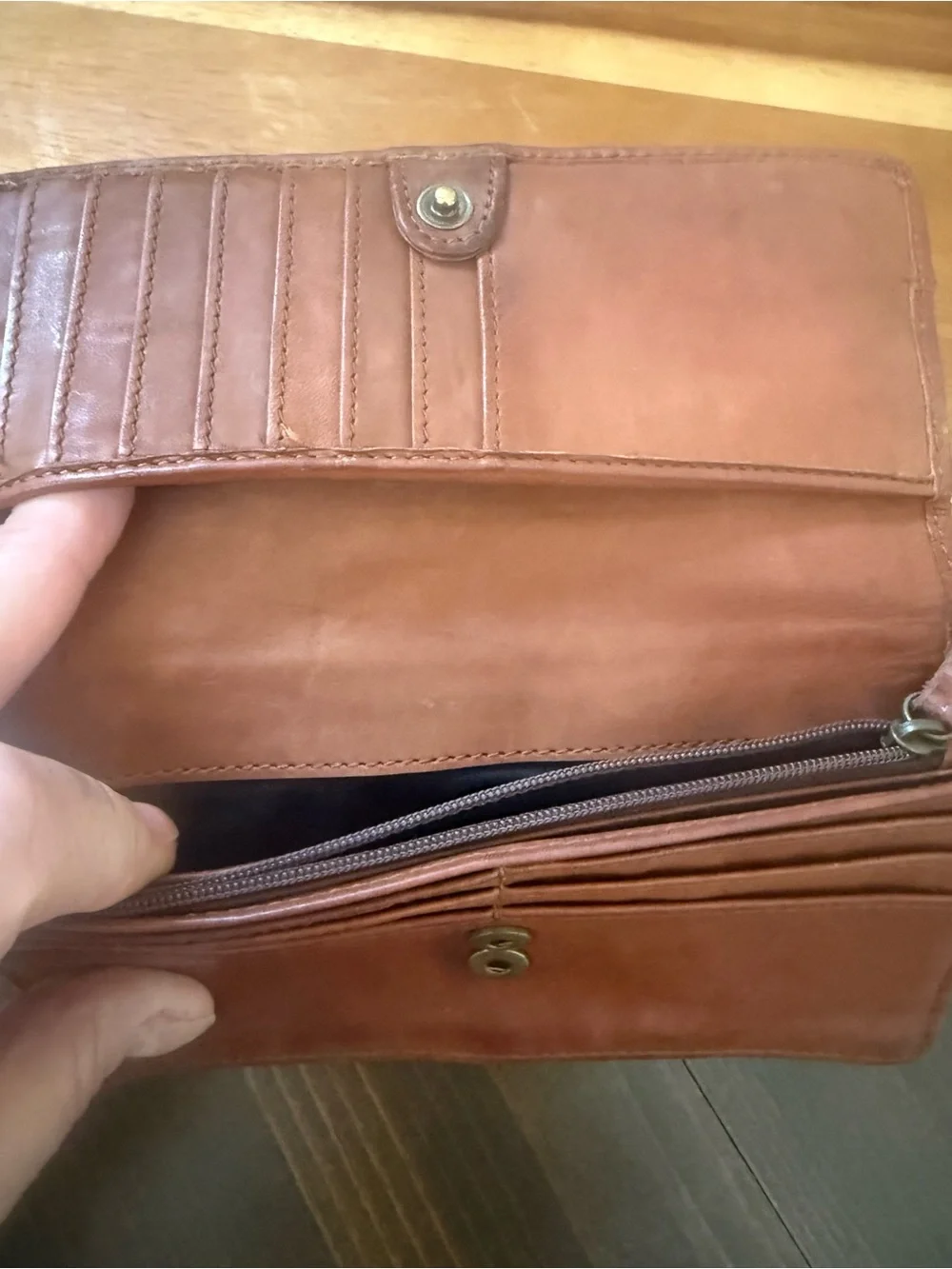 Leather Wallet with Anchor Accent - Burgundy